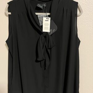 NWT ASOS Curve Black Sleeveless Tie-Neck Blouse